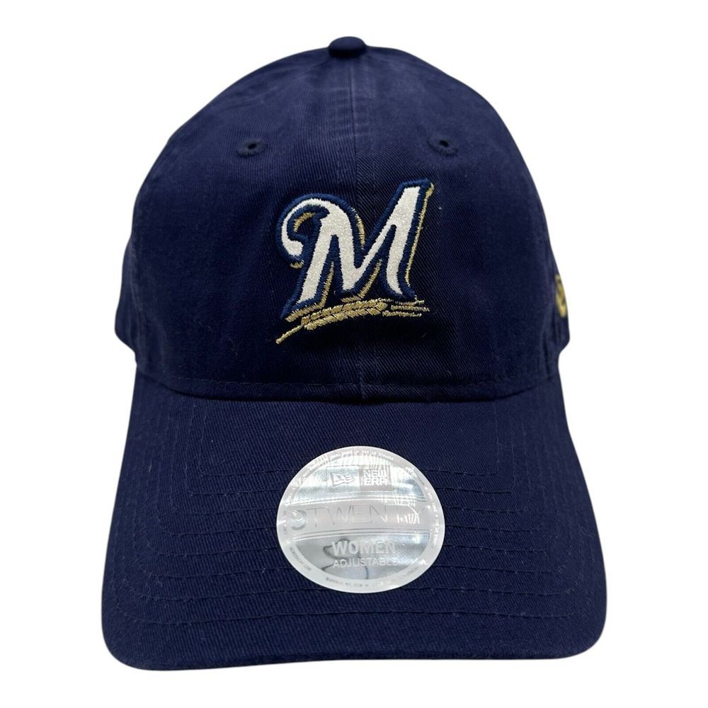 New Era‎ 9Twenty Milwaukee Brewers WOMEN'S Hat Cap Navy Blue Strapback Glitter